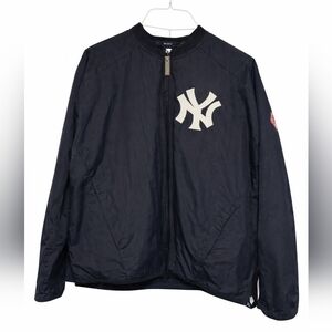 Majestic Dark Green Full-Zip Jacket with Navy Logo Detail